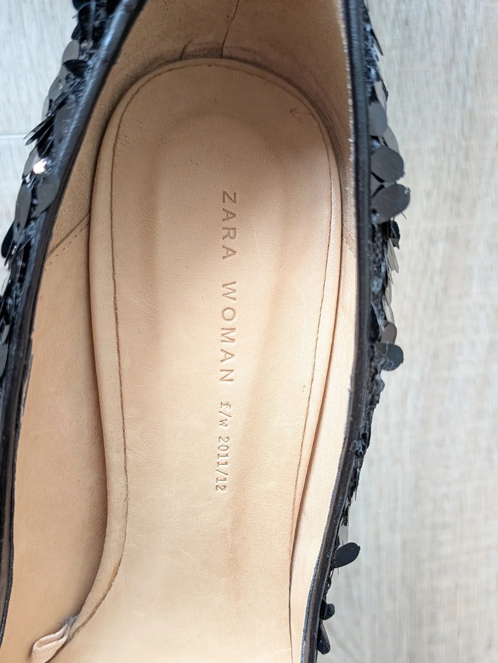Zara Women Black Sequins F/W 2011/12 Pump Stiletto Heels 37 - Picture 7 of 8